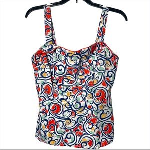Cabi Women’s Size 6 Mod Print Fitted Tank Top 100% Cotton Colorful Y2K Retro